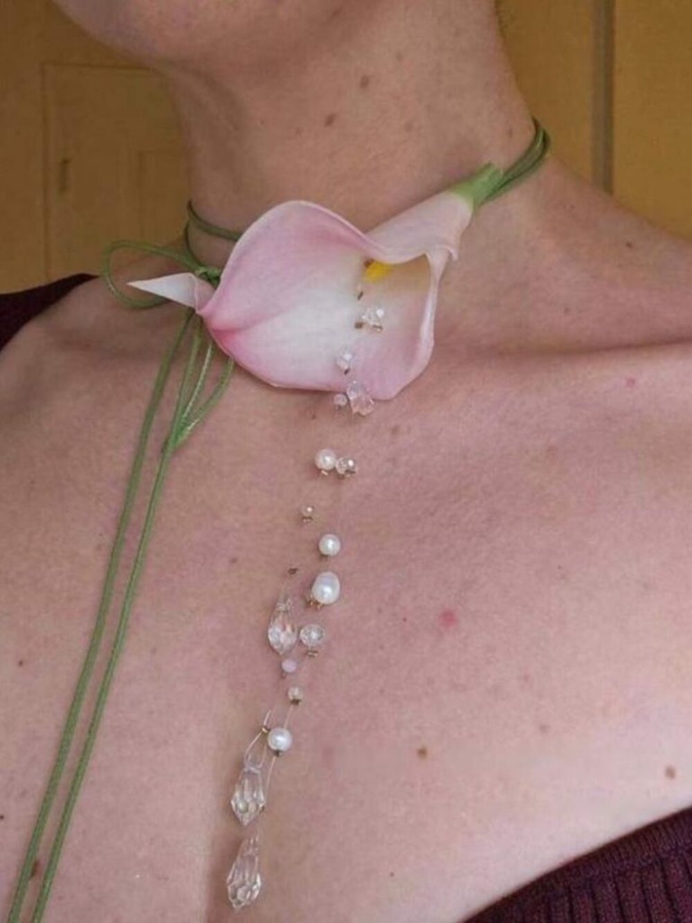 PinkFloralNecklaceN952